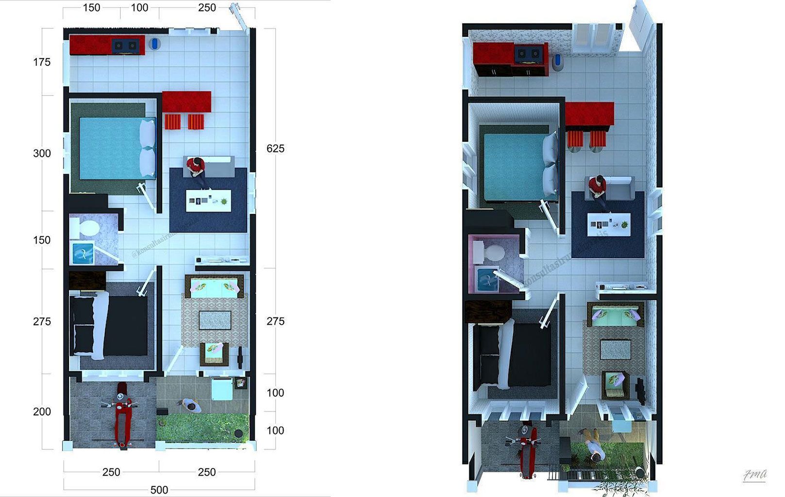 14 Macam Desain Rumah Minimalis Sederhana 6X10 Meter 3 Kamar 1 Lantai