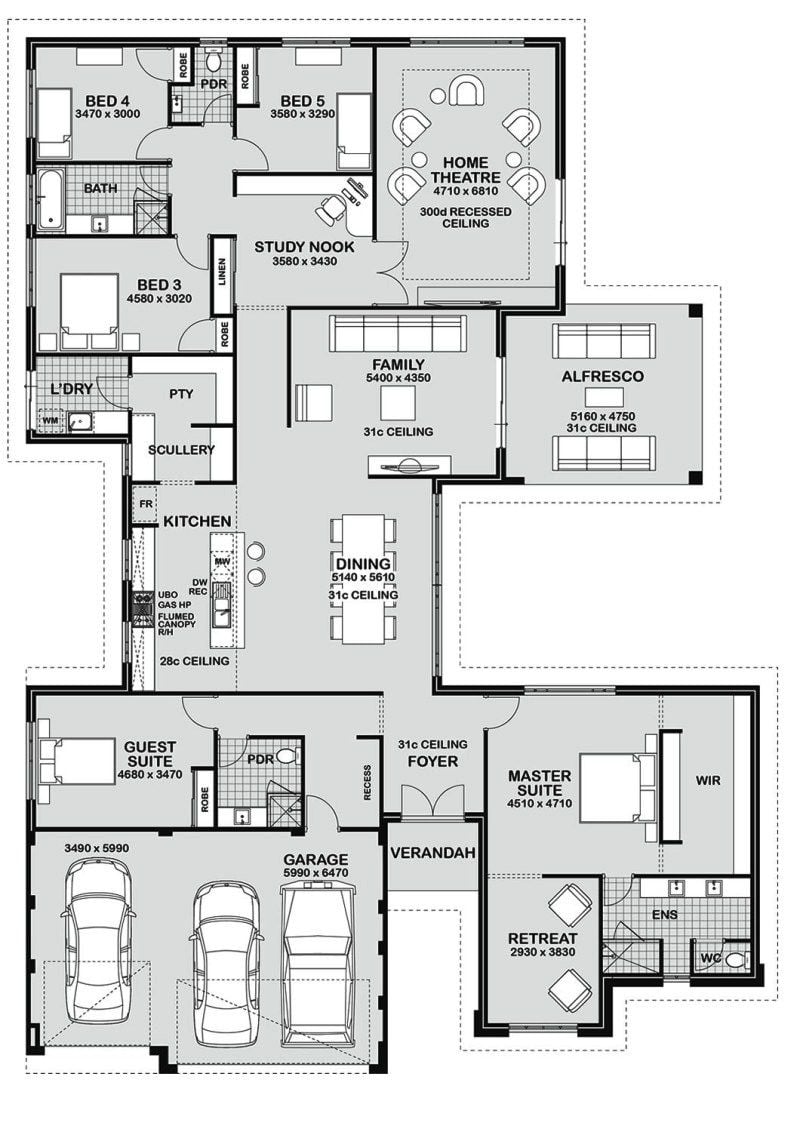 Kumpulan Denah Rumah Minimalis 5 Kamar 2 Lantai - Desain Rumah