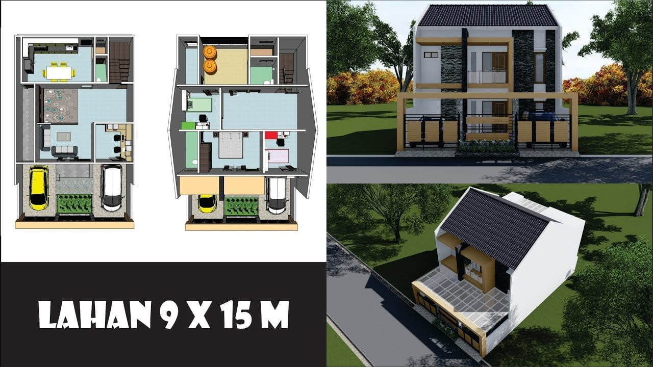 18 Model Desain Rumah Minimalis 2 Lantai 9 X 15 Paling Terkenal