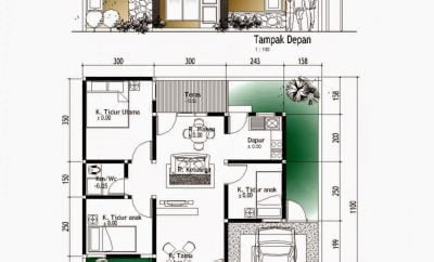 26 arsitektur desain denah rumah minimalis 1 lantai ukuran