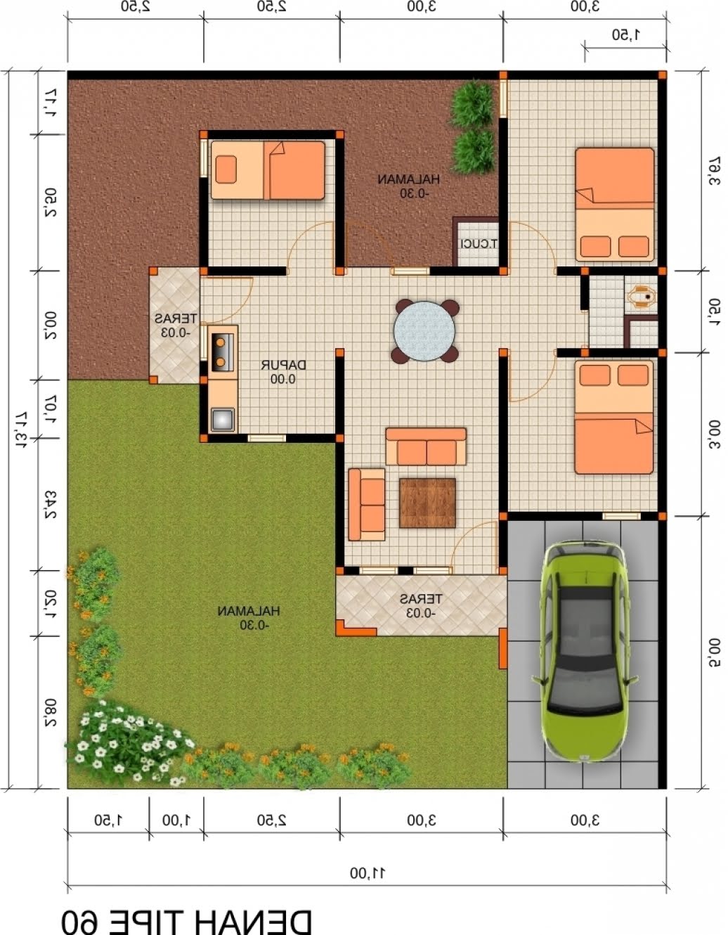52 Trend Desain Denah Rumah Minimalis Type 36 3 Kamar ...
