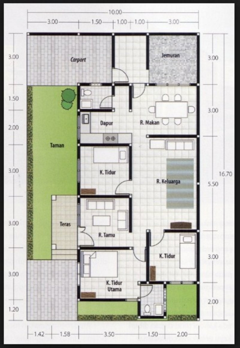 50 Kumpulan Denah Rumah Minimalis Sederhana 9x12 4 Kamar Rumahmini45