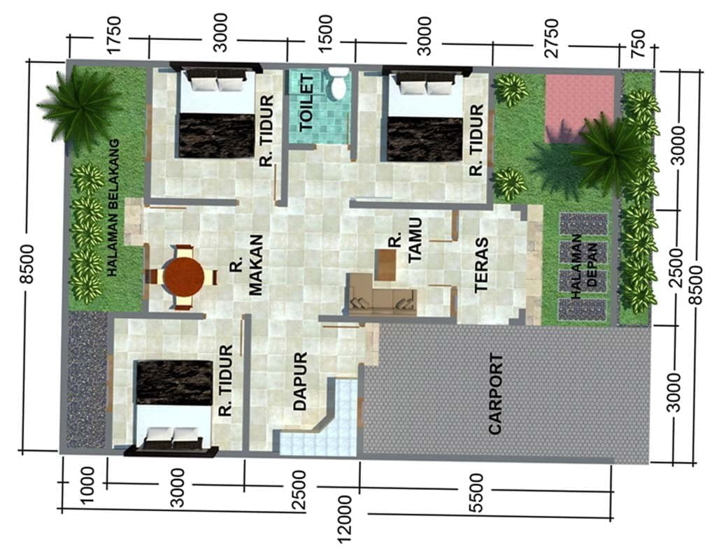 62 Contoh Desain Denah  Rumah  Minimalis Lantai 1 Kamar 3 