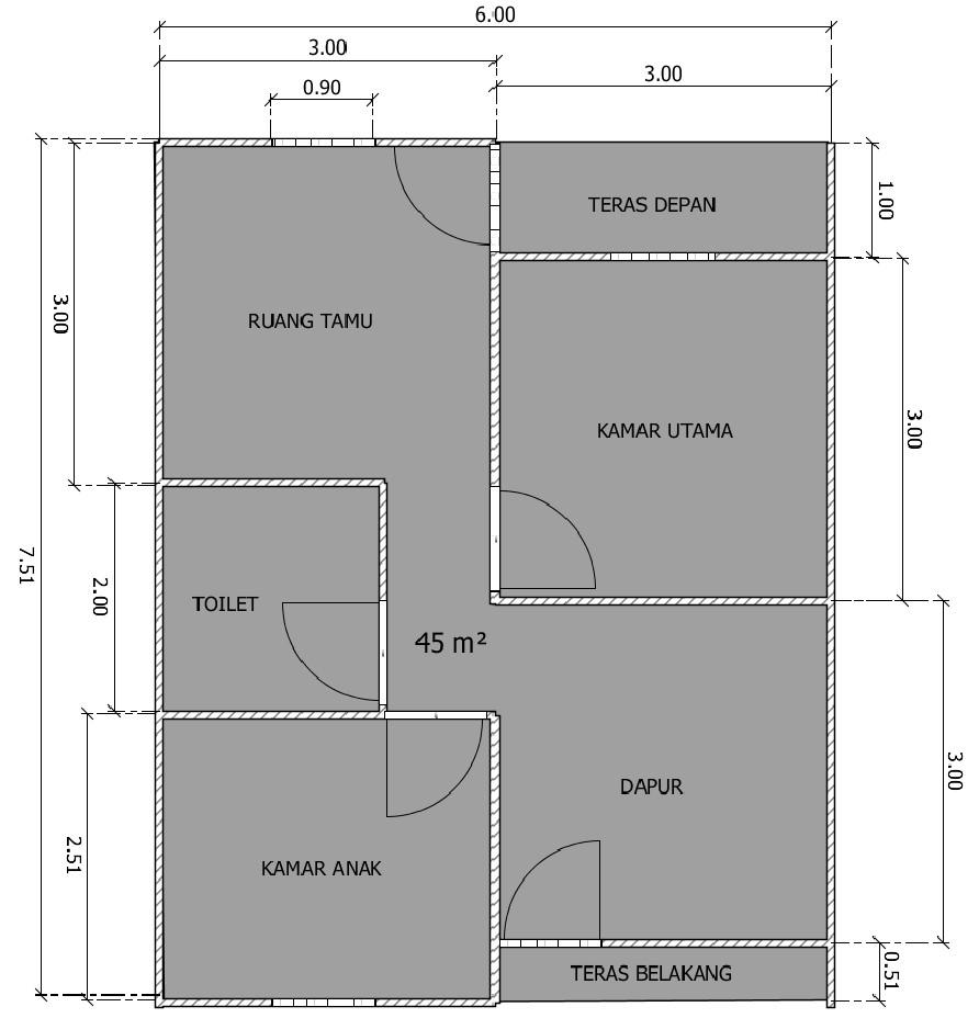 Desain Rumah Minimalis 2 Kamar Ukuran 6x8 Deagam Design