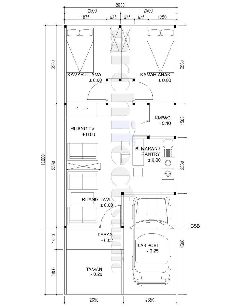 Desain Rumah Minimalis 1 Lantai Ukuran 5x12 Deagam Design