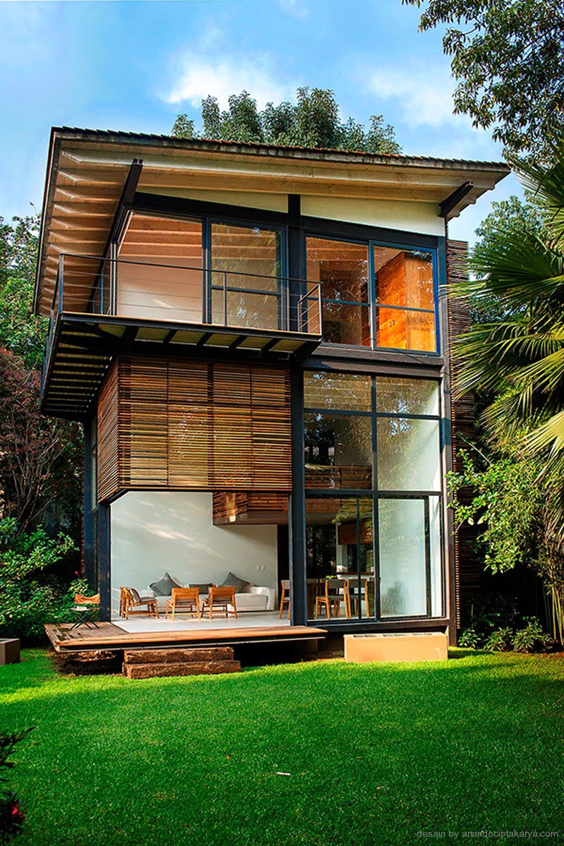gambar desain rumah kayu minimalis 2 lantai