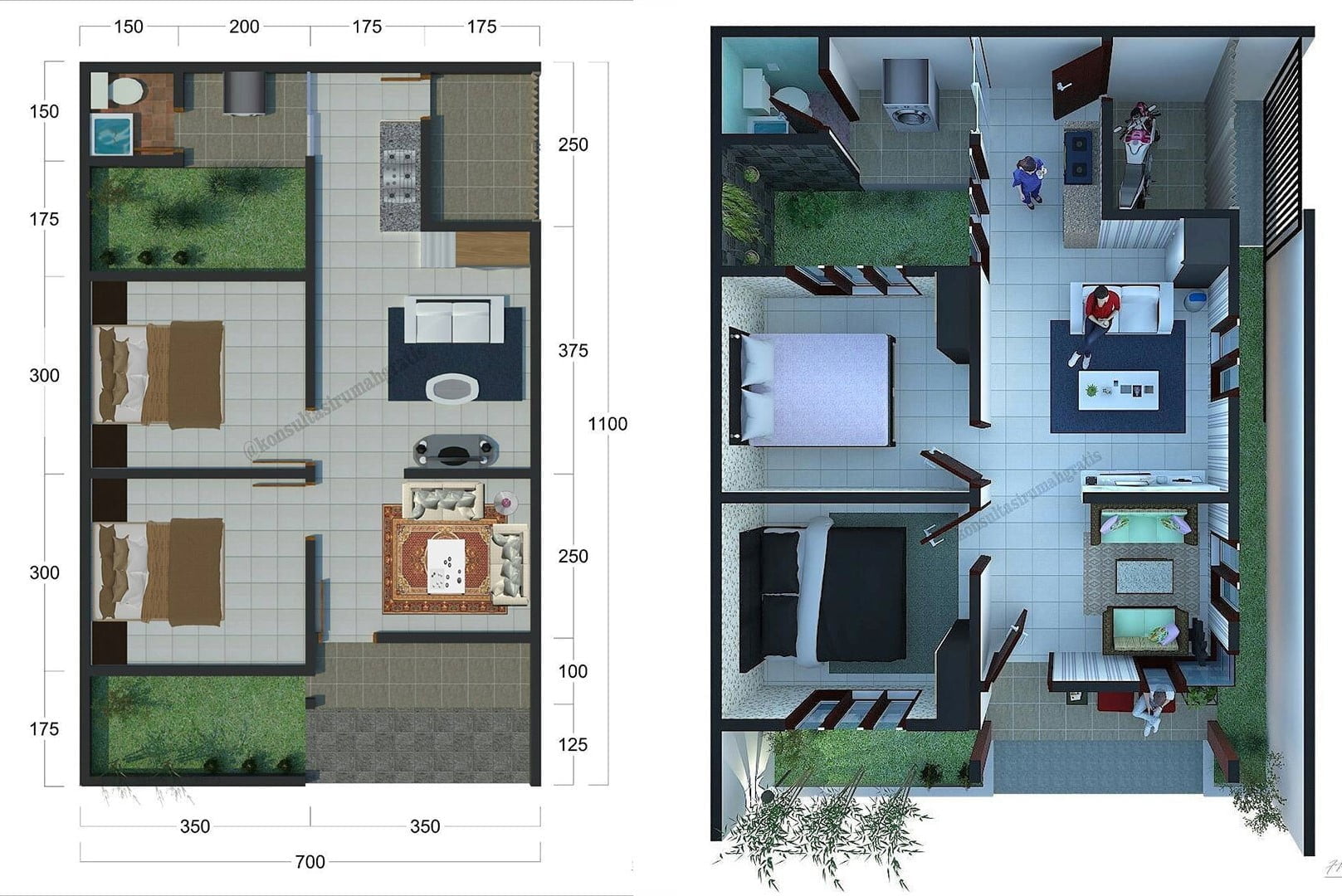 89 Inspirasi Desain Denah Rumah Minimalis Type 36 3 Kamar Tidur Terbaru Dan Terbaik Deagam Design